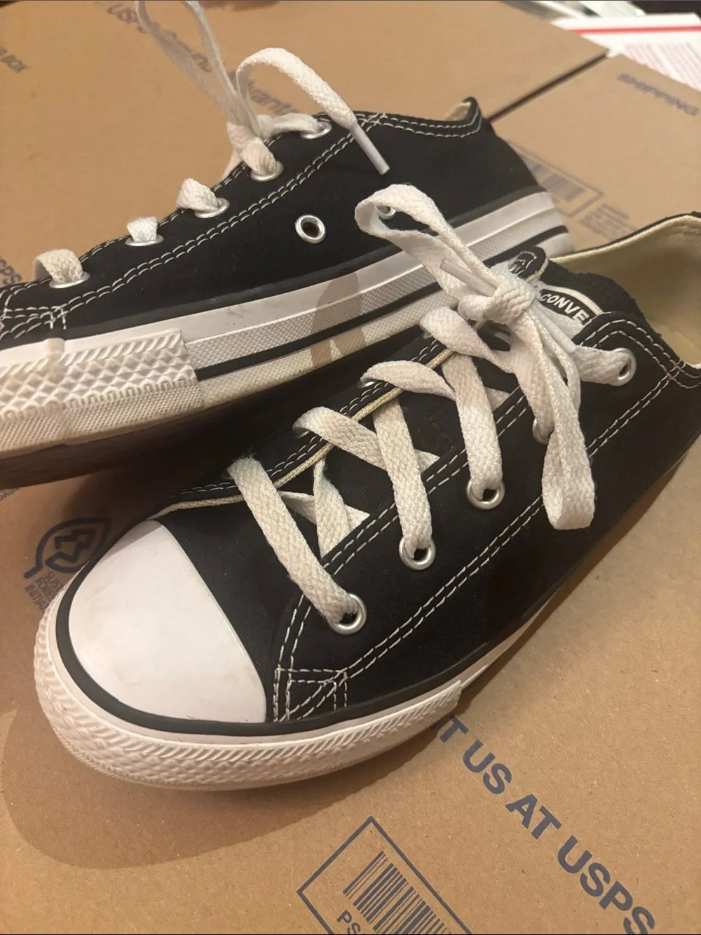 Converse Kids Black and White Low Top Canvas Sneakers